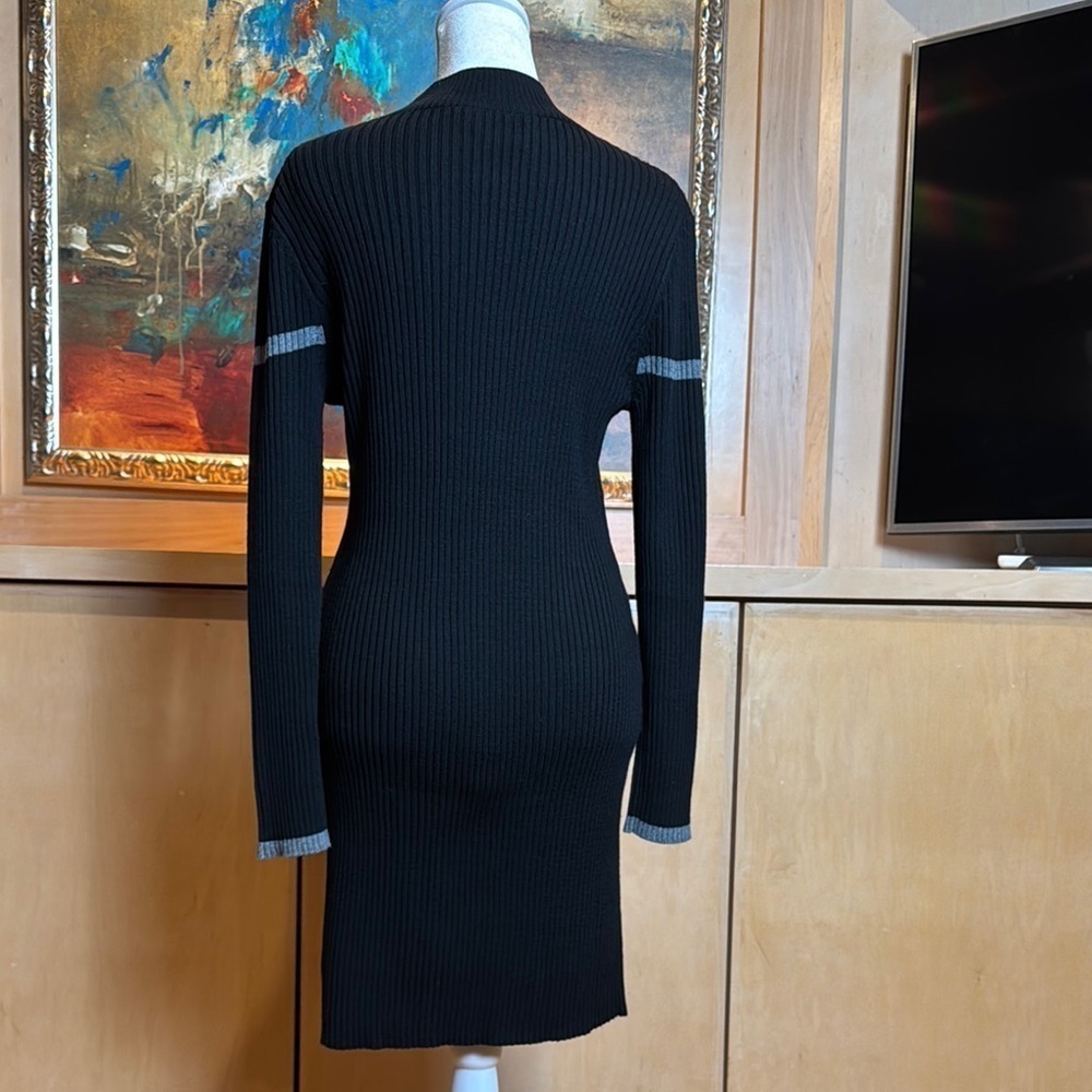 NWOT Black Ribbed Knit Dress with Grey Accents - Picture 7 of 10